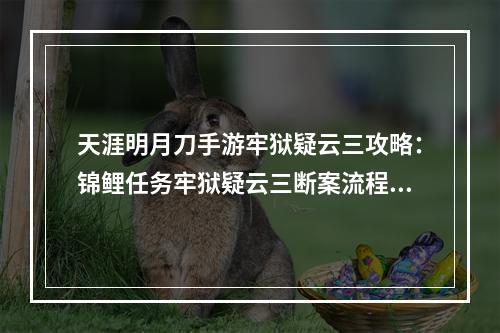 天涯明月刀手游牢狱疑云三攻略：锦鲤任务牢狱疑云三断案流程[多图]