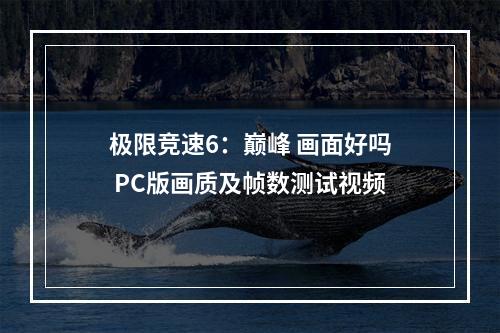 极限竞速6：巅峰 画面好吗 PC版画质及帧数测试视频