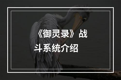 《御灵录》战斗系统介绍