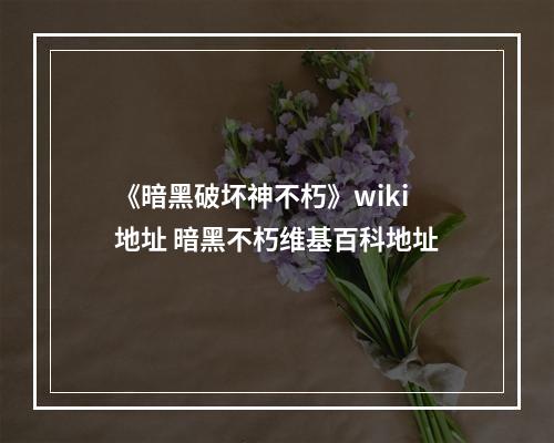 《暗黑破坏神不朽》wiki地址 暗黑不朽维基百科地址