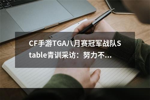 CF手游TGA八月赛冠军战队Stable青训采访：努力不止