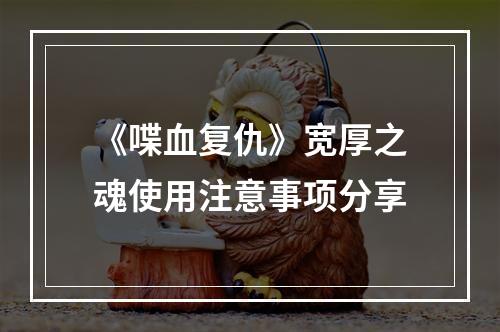 《喋血复仇》宽厚之魂使用注意事项分享