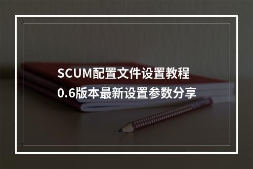 SCUM配置文件设置教程 0.6版本最新设置参数分享