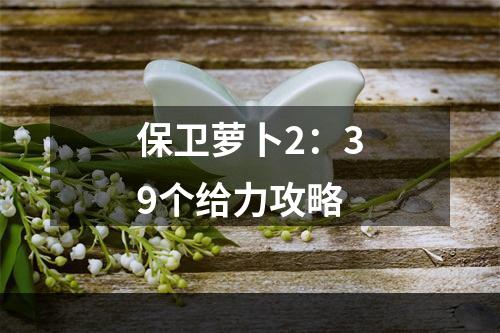 保卫萝卜2：39个给力攻略