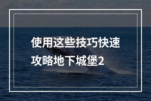 使用这些技巧快速攻略地下城堡2