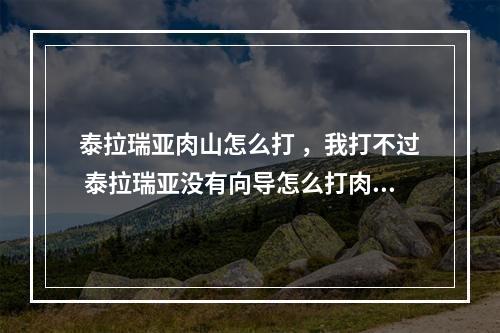 泰拉瑞亚肉山怎么打 ，我打不过 泰拉瑞亚没有向导怎么打肉山攻略列表