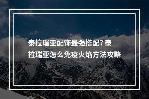 泰拉瑞亚配饰最强搭配? 泰拉瑞亚怎么免疫火焰方法攻略