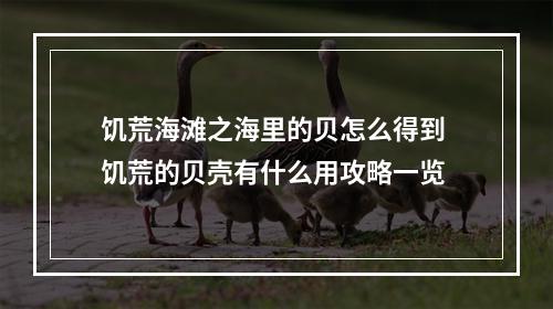 饥荒海滩之海里的贝怎么得到 饥荒的贝壳有什么用攻略一览