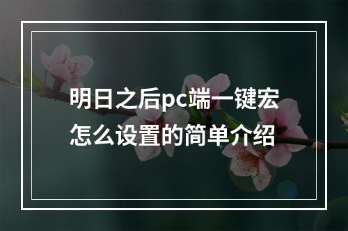 明日之后pc端一键宏怎么设置的简单介绍