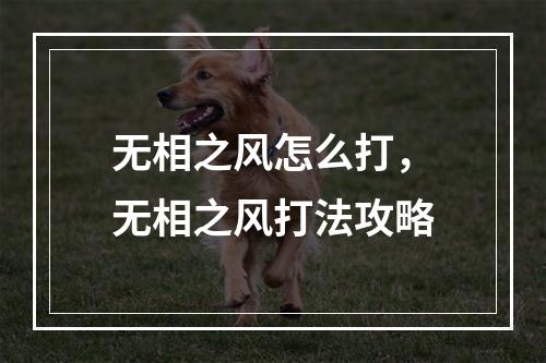 无相之风怎么打，无相之风打法攻略