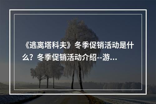 《逃离塔科夫》冬季促销活动是什么？冬季促销活动介绍--游戏攻略网