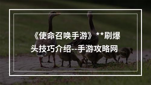 《使命召唤手游》**刷爆头技巧介绍--手游攻略网