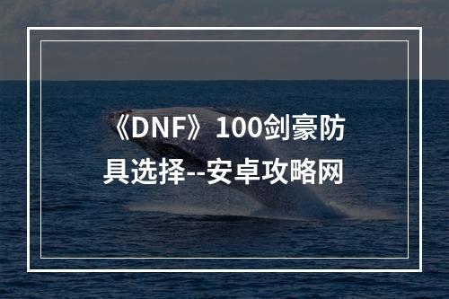 《DNF》100剑豪防具选择--安卓攻略网