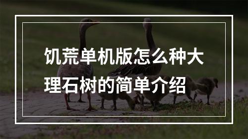 饥荒单机版怎么种大理石树的简单介绍