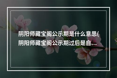 阴阳师藏宝阁公示期是什么意思(阴阳师藏宝阁公示期过后是自动上架的吗)