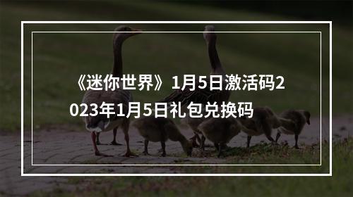 《迷你世界》1月5日激活码2023年1月5日礼包兑换码