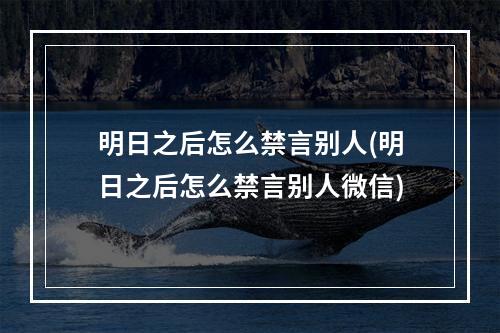 明日之后怎么禁言别人(明日之后怎么禁言别人微信)