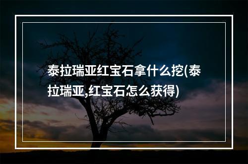 泰拉瑞亚红宝石拿什么挖(泰拉瑞亚,红宝石怎么获得)