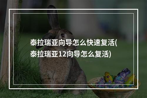 泰拉瑞亚向导怎么快速复活(泰拉瑞亚12向导怎么复活)