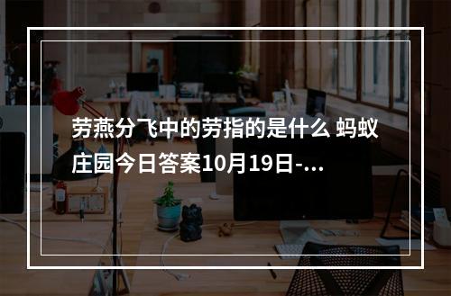 劳燕分飞中的劳指的是什么 蚂蚁庄园今日答案10月19日--游戏攻略网