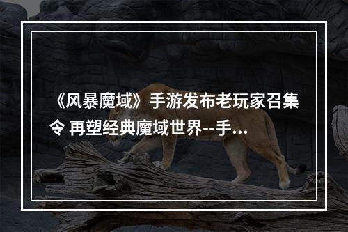 《风暴魔域》手游发布老玩家召集令 再塑经典魔域世界--手游攻略网