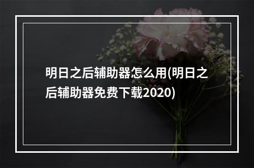 明日之后辅助器怎么用(明日之后辅助器免费下载2020)