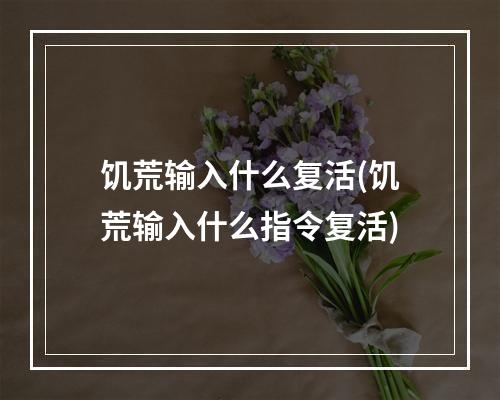 饥荒输入什么复活(饥荒输入什么指令复活)