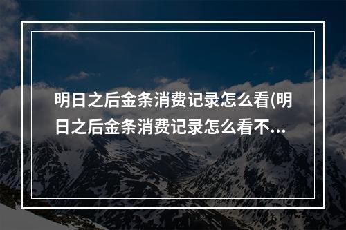 明日之后金条消费记录怎么看(明日之后金条消费记录怎么看不到)