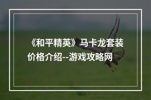 《和平精英》马卡龙套装价格介绍--游戏攻略网