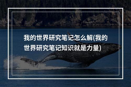 我的世界研究笔记怎么解(我的世界研究笔记知识就是力量)