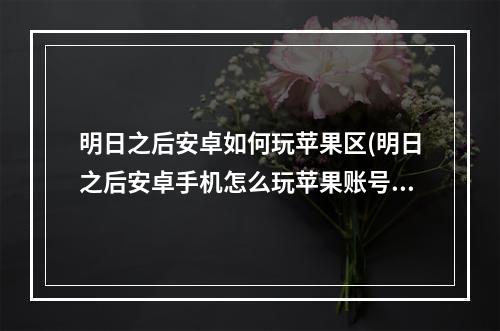 明日之后安卓如何玩苹果区(明日之后安卓手机怎么玩苹果账号)