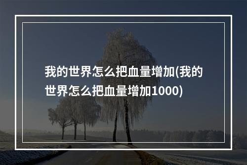 我的世界怎么把血量增加(我的世界怎么把血量增加1000)