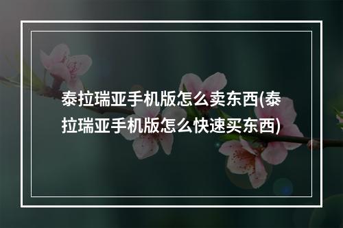 泰拉瑞亚手机版怎么卖东西(泰拉瑞亚手机版怎么快速买东西)