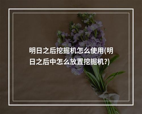 明日之后挖掘机怎么使用(明日之后中怎么放置挖掘机?)