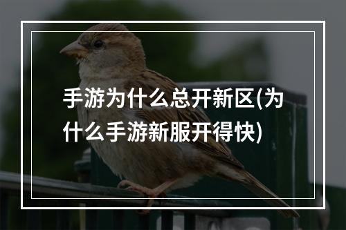 手游为什么总开新区(为什么手游新服开得快)