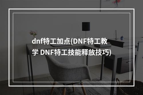 dnf特工加点(DNF特工教学 DNF特工技能释放技巧)