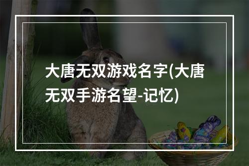 大唐无双游戏名字(大唐无双手游名望-记忆)