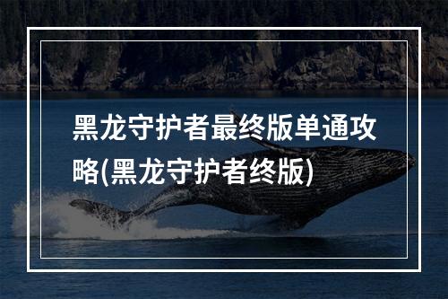 黑龙守护者最终版单通攻略(黑龙守护者终版)