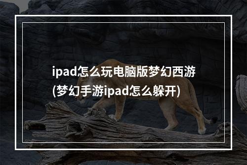 ipad怎么玩电脑版梦幻西游(梦幻手游ipad怎么躲开)