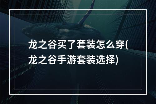 龙之谷买了套装怎么穿(龙之谷手游套装选择)