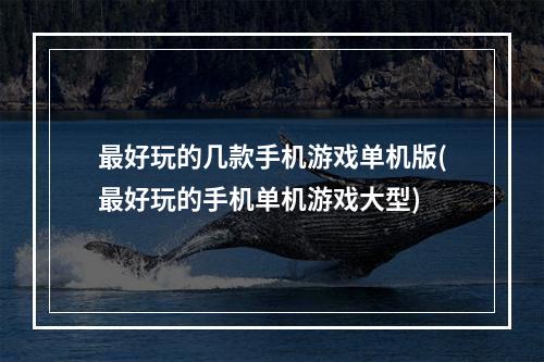 最好玩的几款手机游戏单机版(最好玩的手机单机游戏大型)