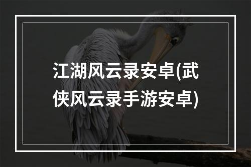 江湖风云录安卓(武侠风云录手游安卓)