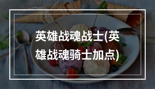 英雄战魂战士(英雄战魂骑士加点)