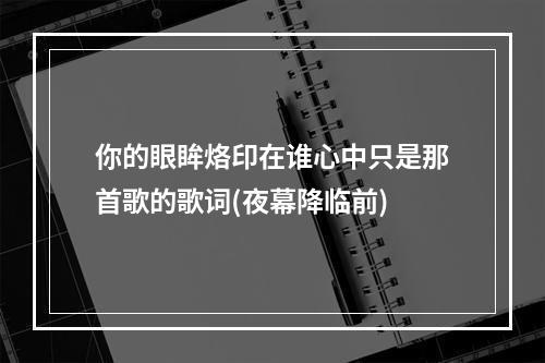 你的眼眸烙印在谁心中只是那首歌的歌词(夜幕降临前)