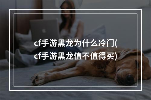 cf手游黑龙为什么冷门(cf手游黑龙值不值得买)