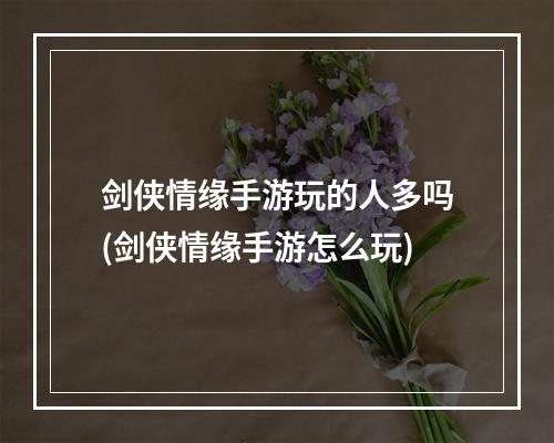 剑侠情缘手游玩的人多吗(剑侠情缘手游怎么玩)