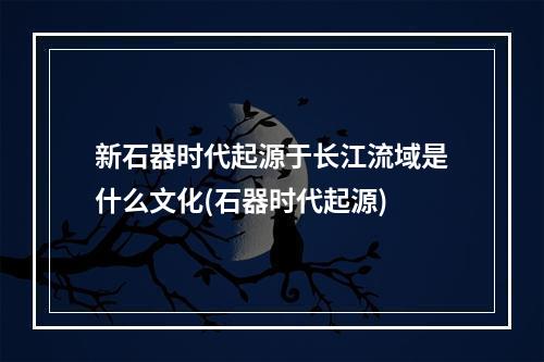 新石器时代起源于长江流域是什么文化(石器时代起源)