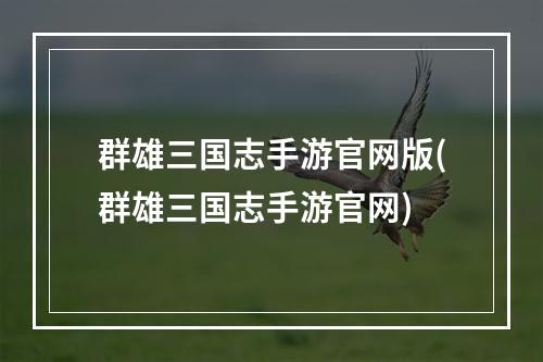 群雄三国志手游官网版(群雄三国志手游官网)