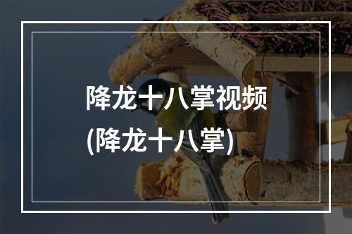 降龙十八掌视频(降龙十八掌)