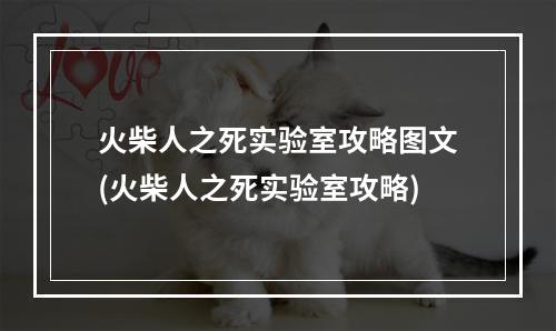 火柴人之死实验室攻略图文(火柴人之死实验室攻略)